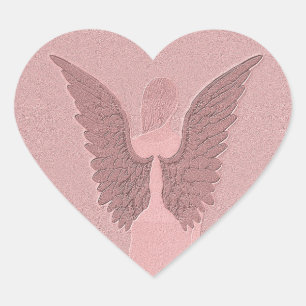 Sticker Cœur Ange Gardien rose