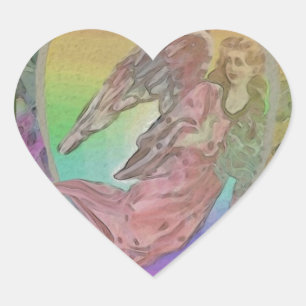 Sticker Cœur Angel arc-en-ciel avec les coeurs