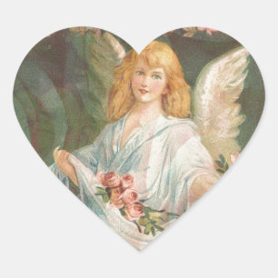 Sticker Cœur Angel avec Roses