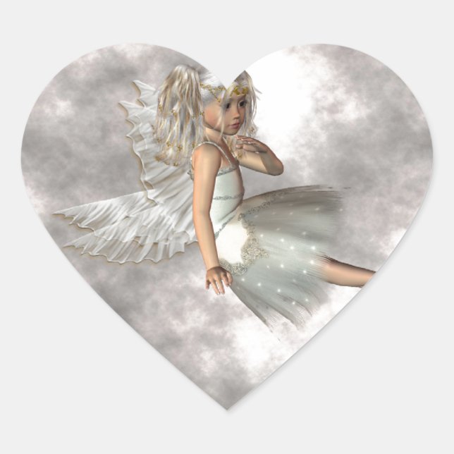 Sticker Cœur Angel dans les nuages (Devant)