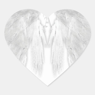 Sticker Cœur ANGEL WINGS Blanc Personnalisé Monogramme