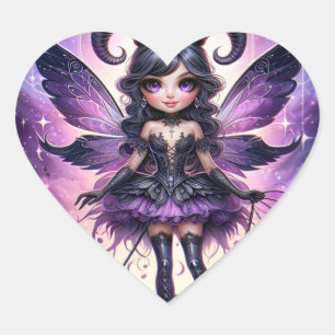 Sticker Cœur Angelina Purple Gothic Fairy Scorpion Hornes Zodia
