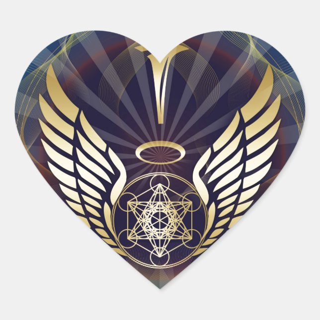 Sticker Cœur Angélique - Merkaba-Metatron cube (Devant)