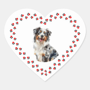 Sticker Cœur Animal de compagnie personnalisé Paw Coeur