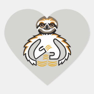 Sticker Cœur Animaux sauvages - J'aime les paresseux - Nature -