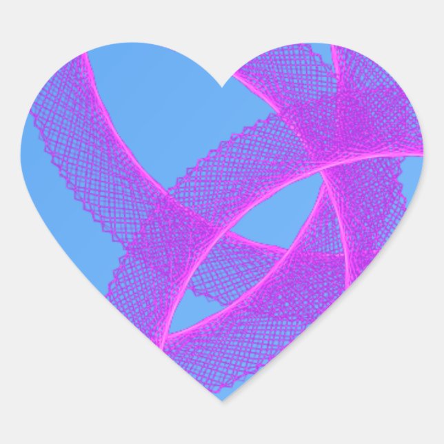Sticker Cœur anneau violet superposé en bleu arrière - plan (Devant)