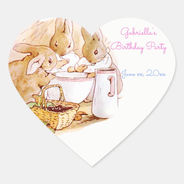 Sticker Cœur Anniversaire Beatrix Potter, Custom (Devant)