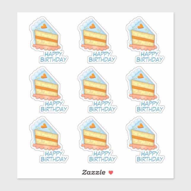 Sticker Coeur Anniversaire Contour de gâteau (Feuille)