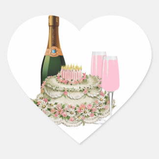Sticker Cœur Anniversaire du Toast de Champagne