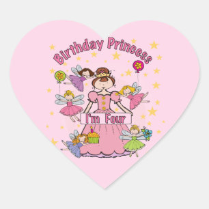 Sticker Cœur Anniversaire Princesse Je suis quatre t-shirts et 