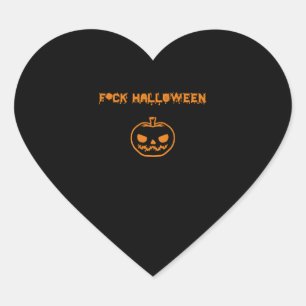 Sticker Cœur Anti Halloween citrouille jack-o' lantern