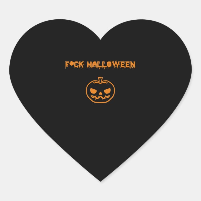 Sticker Cœur Anti Halloween citrouille jack-o' lantern (Devant)