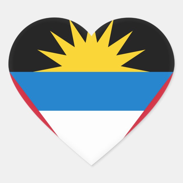 Sticker Cœur Antigua et Barbuda Flag (Devant)