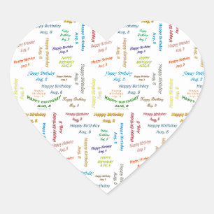 Sticker Cœur Août 8 Anniversaire