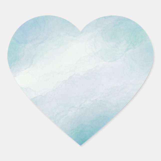 Sticker Cœur Aquarelle bleue (Devant)
