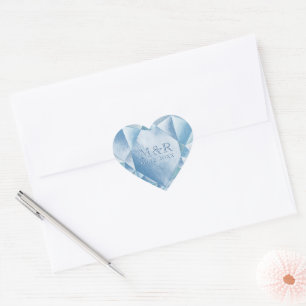 Sticker Cœur Aquarelle Coeur Diamond 60e anniversaire de mariag