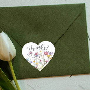 Sticker Cœur Aquarelle fleur sauvage feminine