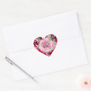 Sticker Cœur Aquarelle Fleurs Roses