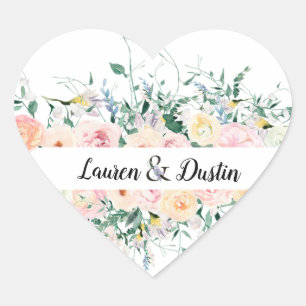 Sticker Cœur Aquarelle Floral Bride Mariage de chambre