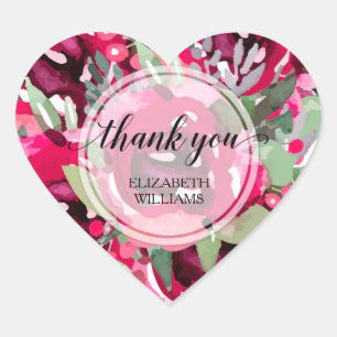 Sticker Cœur Aquarelle Merci florale