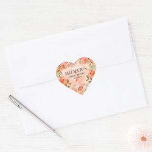 Sticker Cœur Aquarelle Orange Fête des mariées Florale