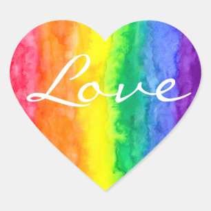Sticker Cœur Aquarelle Rainbow