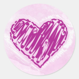 Sticker Coeur Aquarelle Rose