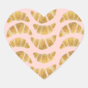 Sticker Cœur Aquarelle Rose Croissant