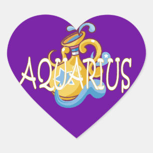 Sticker Cœur Aquarius zodiac