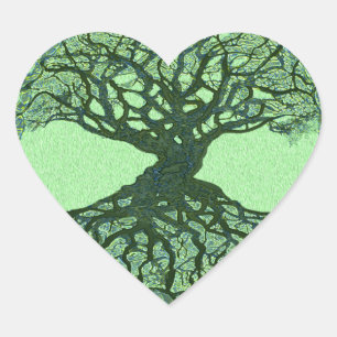 Sticker Cœur Arbre de la vie vert chanceux