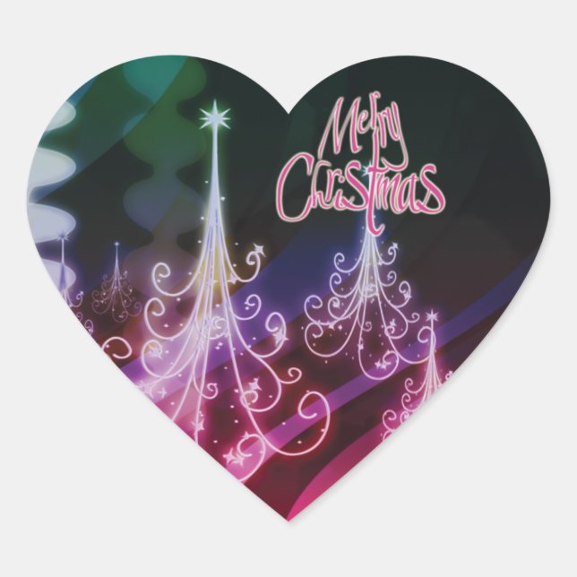 Sticker Cœur Arbre de Noël dans la neige moderne (Devant)