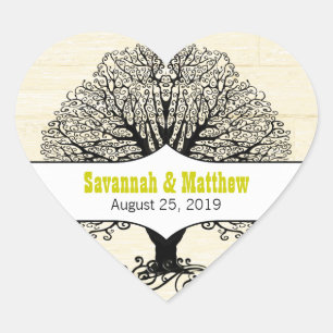 Sticker Cœur Arbre moderne Couleurs lumineuses Coeur de citron 