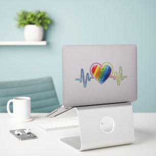 Sticker Coeur arc-en-ciel   Gay pride Abstrait artistique