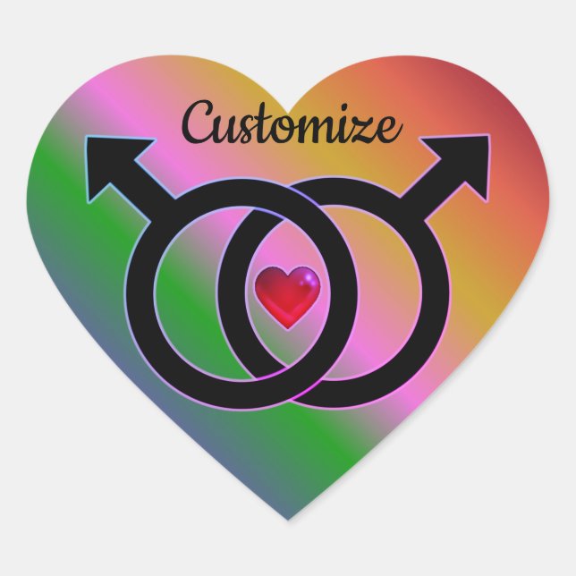 Sticker Coeur Arc-en-ciel pour mariage gay (Devant)