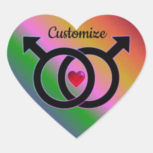 Sticker Coeur Arc-en-ciel pour mariage gay