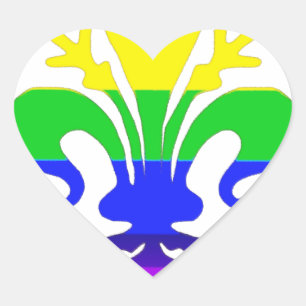 Sticker Cœur Arc-en-ciel stylisé Fleur de Lis
