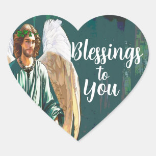 Sticker Cœur Archange Saint Raphaël Bénédictions & Ange de Guér