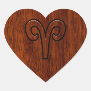 Sticker Cœur Aries Connectez-vous sur l'acajou comme décor impr