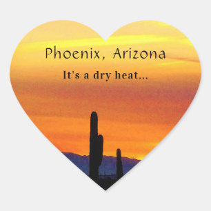 Sticker Cœur Arizona Sunset Saguaro Cactus C'est la chaleur sèc