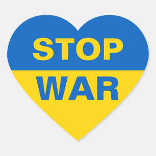 Sticker Cœur Arrêtez la guerre Ukraine ukrainienne