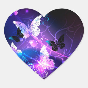 Sticker Cœur Arrière - plan avec papillons de nuit