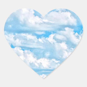 Sticker Cœur Arrière - plan Festive Happy Sunny Nuages