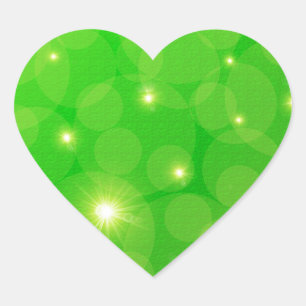 Sticker Cœur arrière - plan vert aux étoiles jaunes