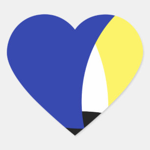 Sticker Cœur Art Abstrait bleu jaune