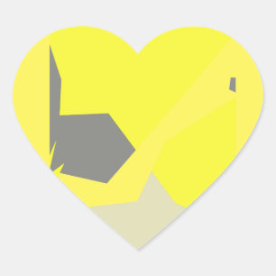 Sticker Cœur Art Abstrait Énergie gris jaune