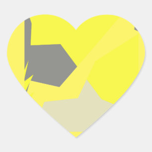 Sticker Cœur Art Abstrait Énergie gris jaune