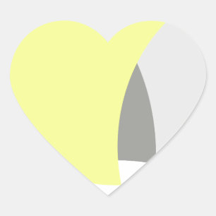 Sticker Cœur Art Abstrait gris jaune blanc