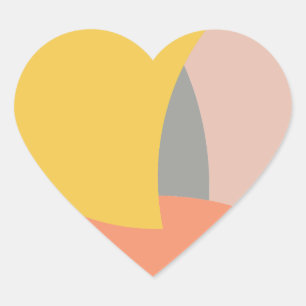 Sticker Cœur Art Abstrait gris jaune blanc