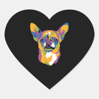 Sticker Cœur Art Chihuahua Cute Paw Animaux Cadeaux Hommes Femm