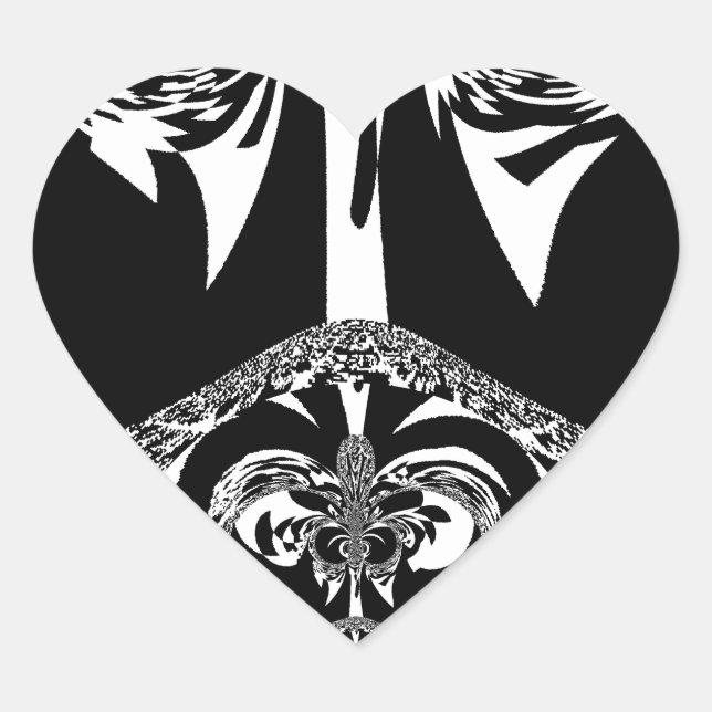 Sticker Cœur Art noir et blanc africain (Devant)